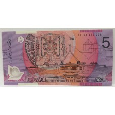 AUSTRALIA 1995 . FIVE 5 DOLLARS BANKNOTE . EVANS/FRASER . NARROW BANDS